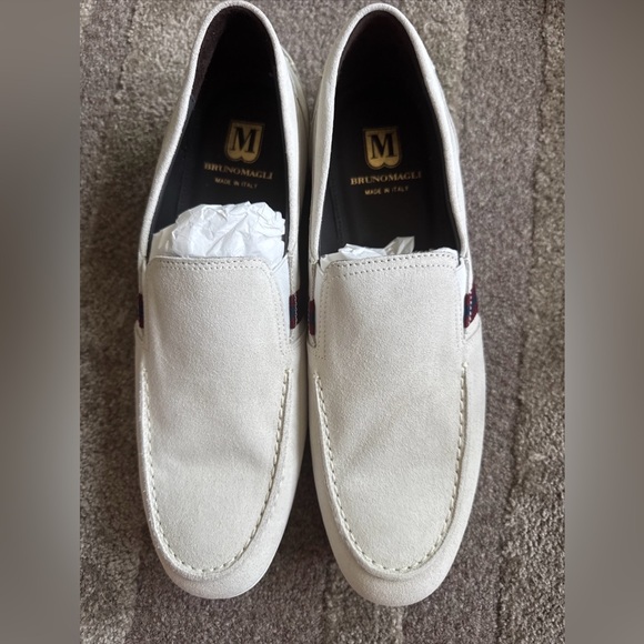 Bruno Magli Balestra MB2BALG1 Mens White Suede Loafers & Slip On Casual Shoes 9M - Picture 1 of 16